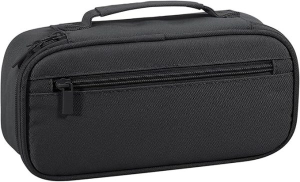 Large Black Pencil Case with Handle – Portable Stationery Organizer for School, Office, or Home