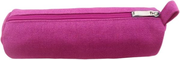 Pink Canvas Pencil Case – Durable, Compact Zipper Pouch for Stationery